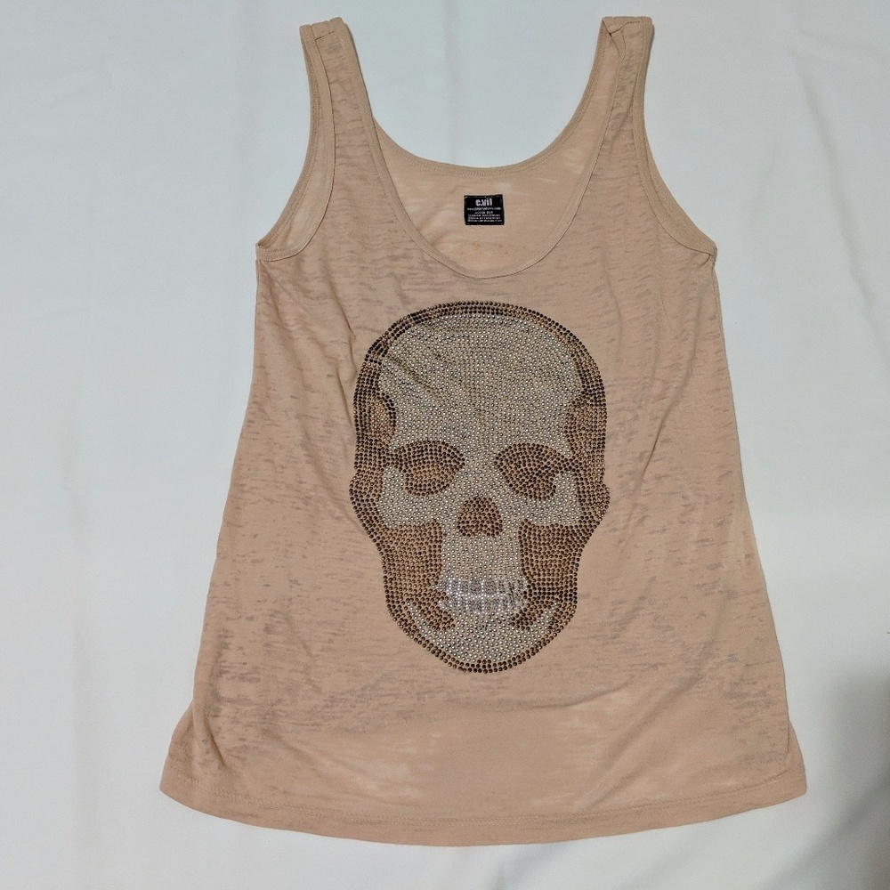 e.vil Embellished Burnout Skull Tank Top